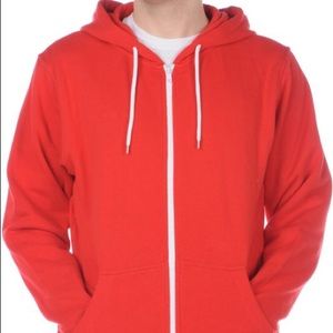 Zine Plain Zip-Up Hoodie - Red